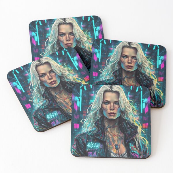 Item preview, Cyberpunk Blonde Girl Tattooed Cybernetic Sci-Fi Portrait designed and sold by UmSkelig834.