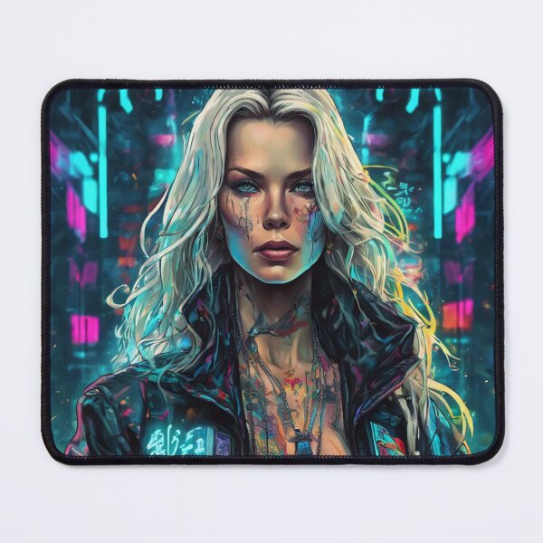 Item preview, Cyberpunk Blonde Girl Tattooed Cybernetic Sci-Fi Portrait designed and sold by UmSkelig834.