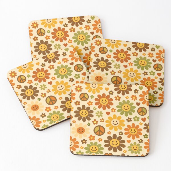 Item preview, Retro 70s Smiley Flower Power Seamless Pattern designed and sold by Owcomm.