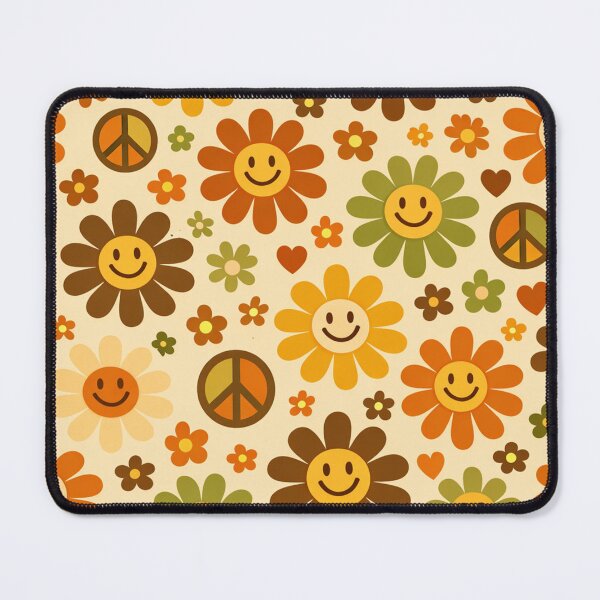 Item preview, Retro 70s Smiley Flower Power Seamless Pattern designed and sold by Owcomm.