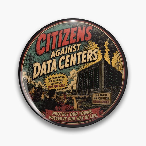 Item preview, Citizens Against Data Centers - Retro Logo Badge designed and sold by The Masked Designer.