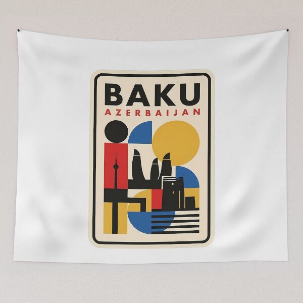 Item preview, Baku Azerbaijan Retro Geometric Abstract Travel designed and sold by k3rstman1.