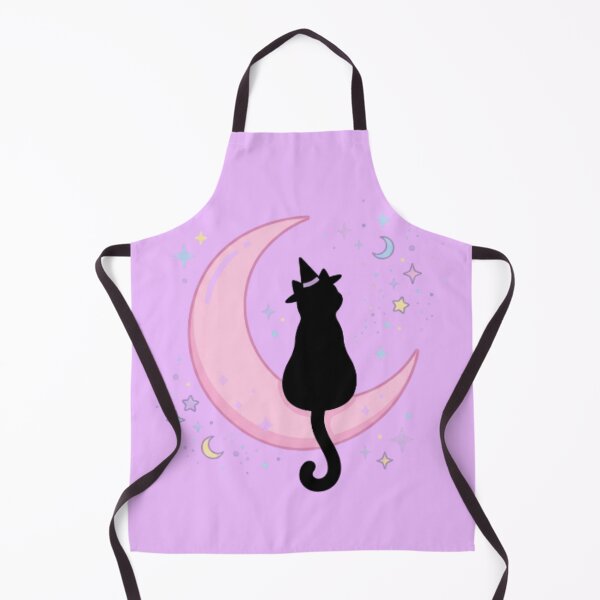 Item preview, Black Cat Sitting on Pink Moon Kawaii Gothic Witchy designed and sold by CozyDesignsCo.