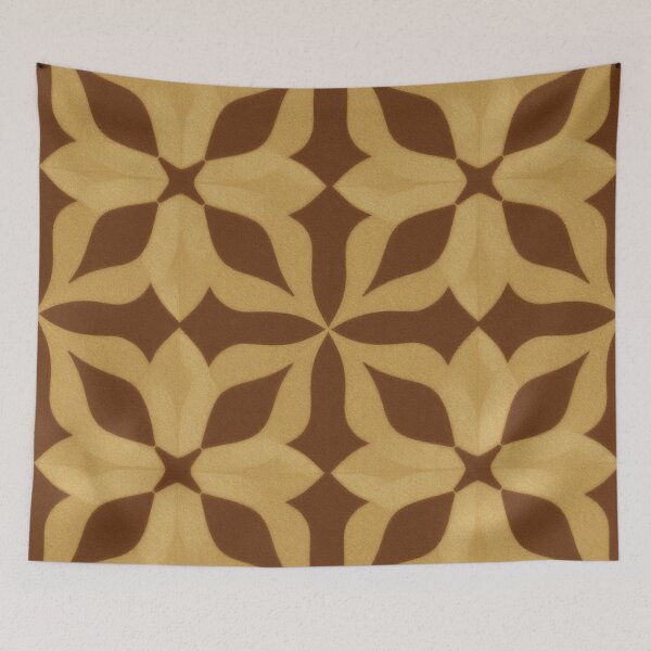 Item preview, Symmetric Floral Tile Pattern in Ochre and Brown designed and sold by Owcomm.