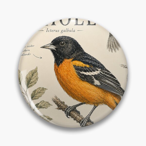 Item preview, Baltimore Oriole – Vintage Naturalist Bird Illustration | Retro Field Guide Style Songbird Art designed and sold by DiamondSkyShirt.