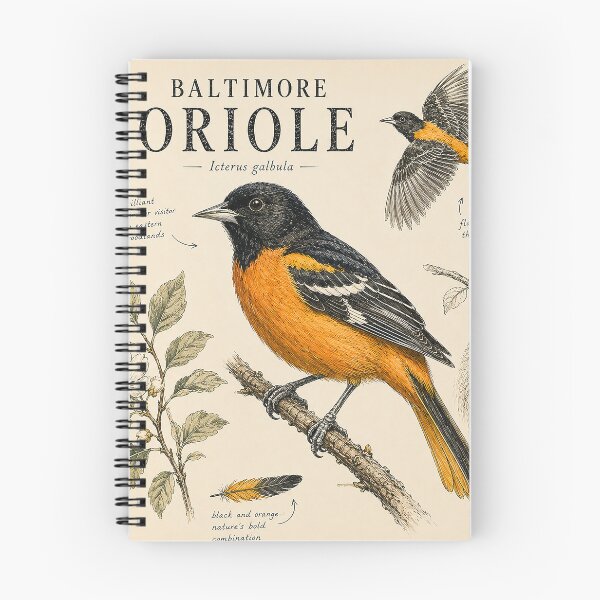 Item preview, Baltimore Oriole – Vintage Naturalist Bird Illustration | Retro Field Guide Style Songbird Art designed and sold by DiamondSkyShirt.