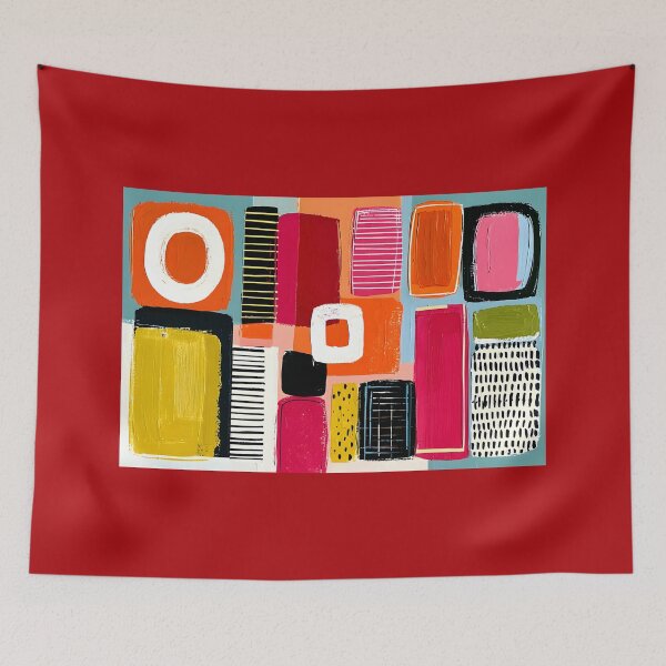 Item preview, Playful Geometry in Bold Color - Dynamic Rectangles and Circles in Modern Abstract Harmony designed and sold by OlfactoART Studio.