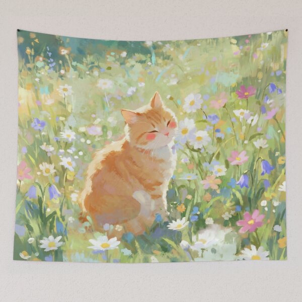 Item preview, Cat Smelling Flowers designed and sold by deelitt.