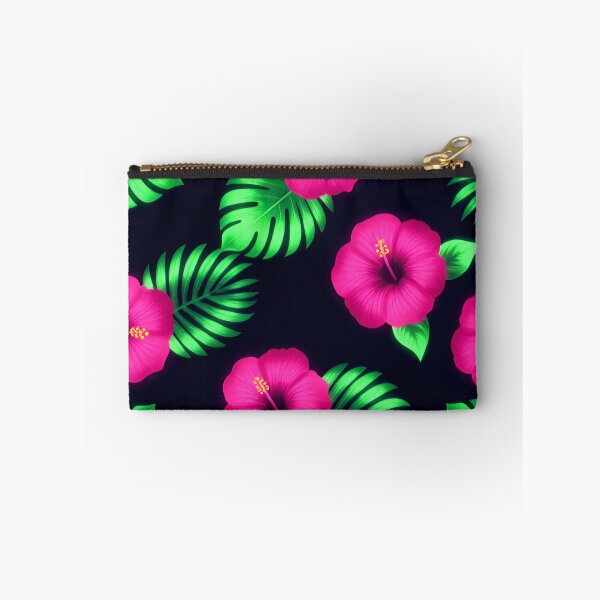 Item preview, Tropical Neon Hibiscus and Palm Leaves Pattern designed and sold by Owcomm.