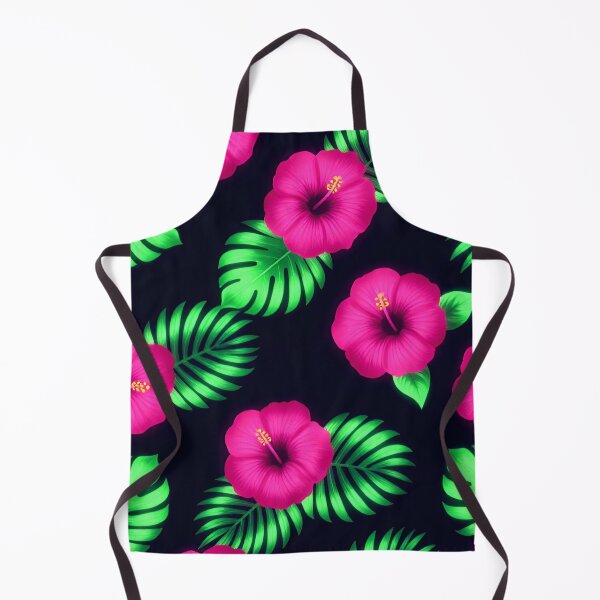 Item preview, Tropical Neon Hibiscus and Palm Leaves Pattern designed and sold by Owcomm.