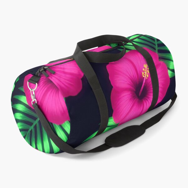 Item preview, Tropical Neon Hibiscus and Palm Leaves Pattern designed and sold by Owcomm.