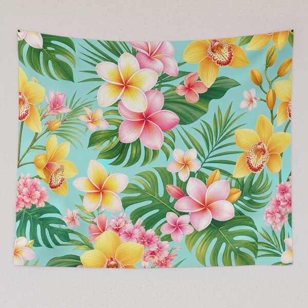 Item preview, Tropical Plumeria and Orchid Floral Pattern designed and sold by Owcomm.