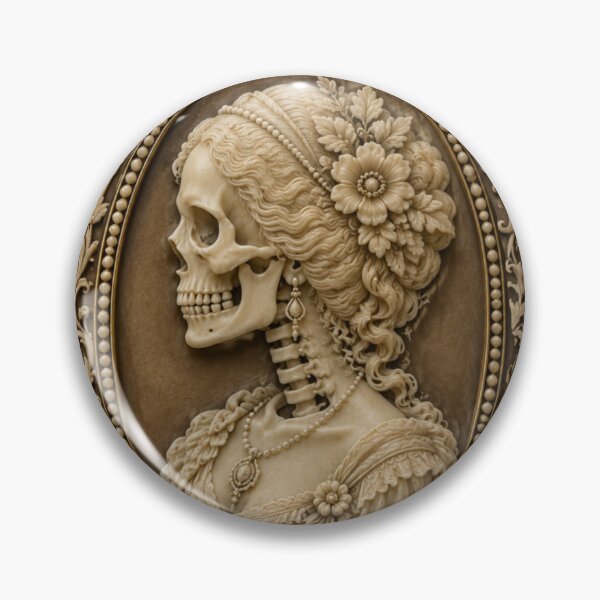 Item preview, Victorian Cameo Skull Brooch pin jewelry Vintage Cameo designed and sold by BlueLineLAX.