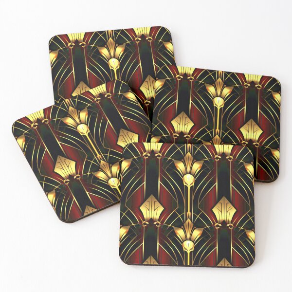 Item preview, Art Deco Faux Ruby Red And Golden Pattern designed and sold by DEC02.