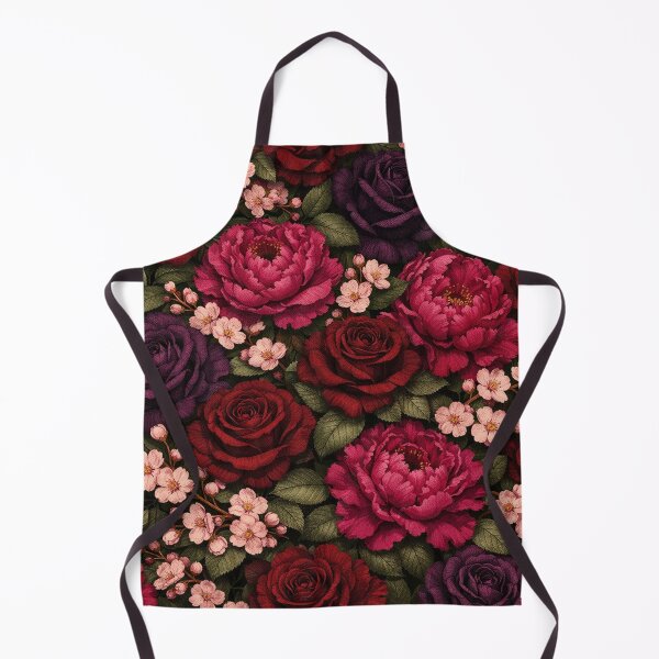 Item preview, Dark Moody Floral Pattern with Red Purple Roses and Peonies designed and sold by Owcomm.