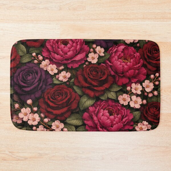Item preview, Dark Moody Floral Pattern with Red Purple Roses and Peonies designed and sold by Owcomm.