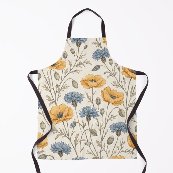 Item preview, Vintage Yellow Poppies and Blue Cornflowers Botanical Pattern designed and sold by Owcomm.