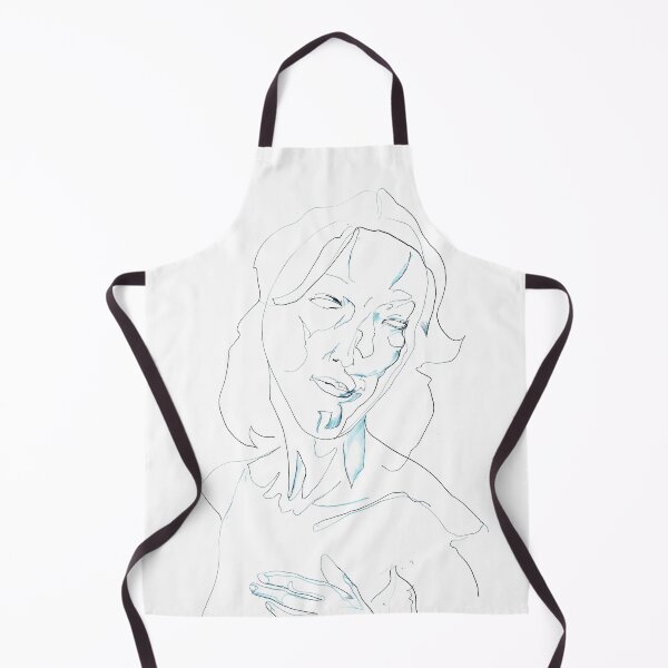Item preview, Hand to Chest — Expressive Woman Portrait in Blue and Black Line Art designed and sold by essentialink.