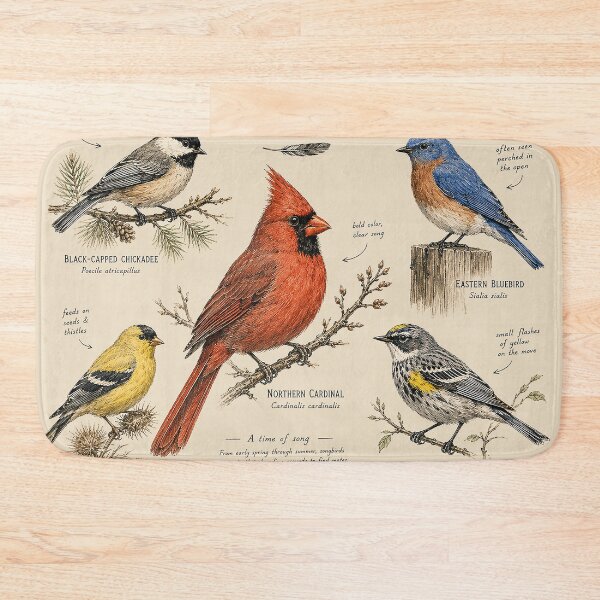 Item preview, North American Songbirds – Vintage Birdwatching Field Guide Illustration | Cardinal Bluebird Goldfinch Nature Shirt designed and sold by DiamondSkyShirt.