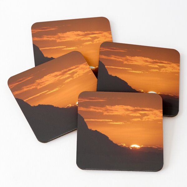 Item preview, Tangerine-Orange Tropical Sunset Over Mountain designed and sold by DEC02.