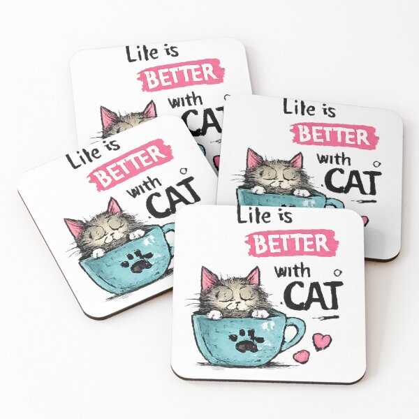 Item preview, Life Is Better With a Cat – Cute Kitten in a Teacup Cat Lover Design designed and sold by vansaidshop ⭐⭐⭐⭐⭐.