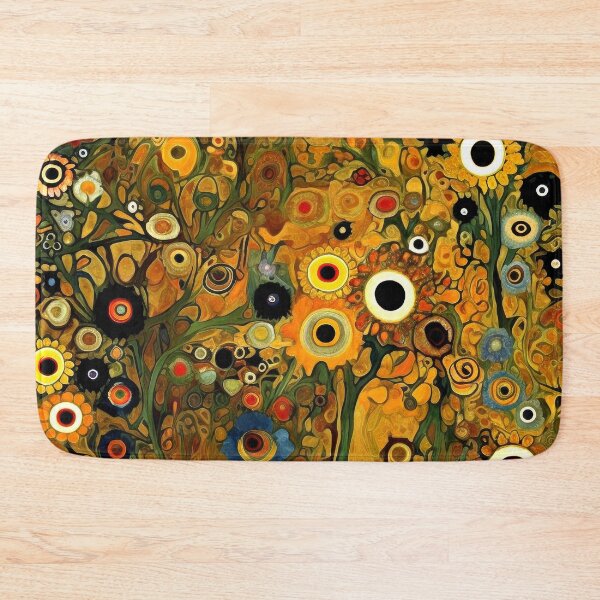 Item preview, Gustav Klimt-Inspired Golden Orange Abstract Floral Art designed and sold by DEC02.