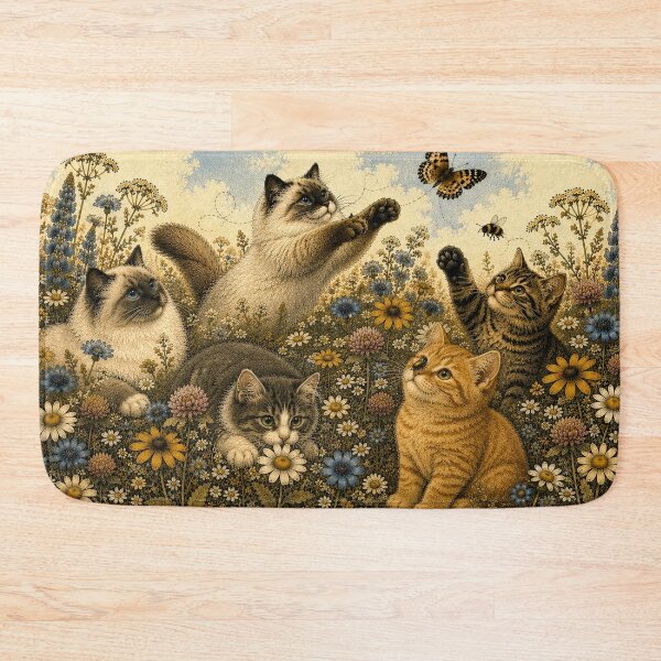 Item preview, Cats Playing in Wildflower Field designed and sold by BrandyandBeyond.