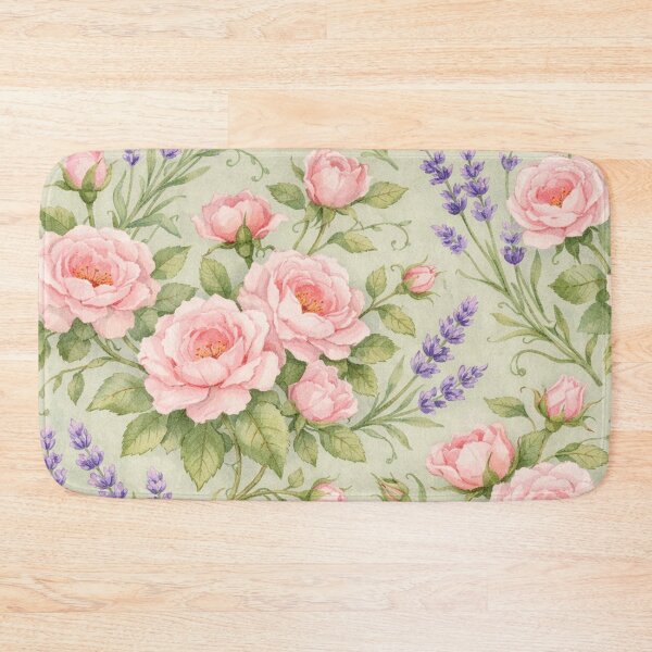 Item preview, Watercolor Pink Roses and Lavender Floral Pattern designed and sold by Owcomm.