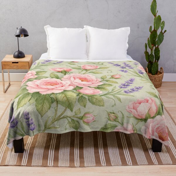 Item preview, Watercolor Pink Roses and Lavender Floral Pattern designed and sold by Owcomm.