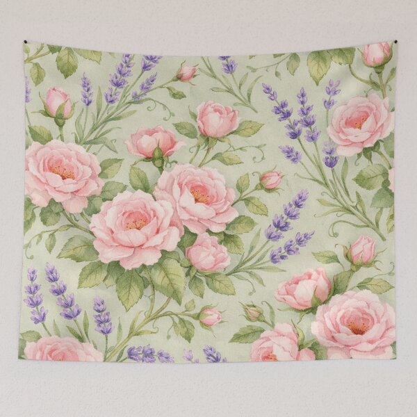 Item preview, Watercolor Pink Roses and Lavender Floral Pattern designed and sold by Owcomm.