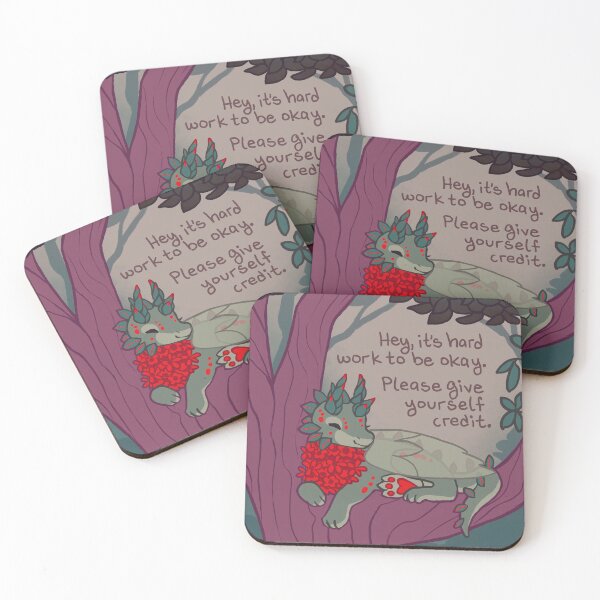 Item preview, "It's Hard Work to be Okay" Red Flower Dragon designed and sold by thelatestkate.