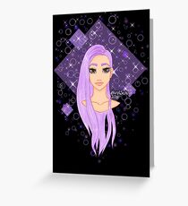 purple hair (black background) Greeting Card