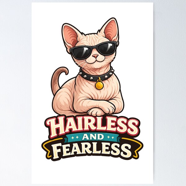 Item preview, Hairless and Fearless – Funny Sphynx Cat Lover Design designed and sold by EastEndTownie.