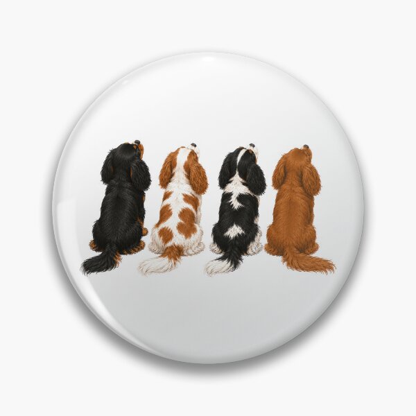 Item preview, Cavalier King Charles Spaniel Watching Together – Four Colors Rear View Dog Illustration designed and sold by SakuraWaStyle.