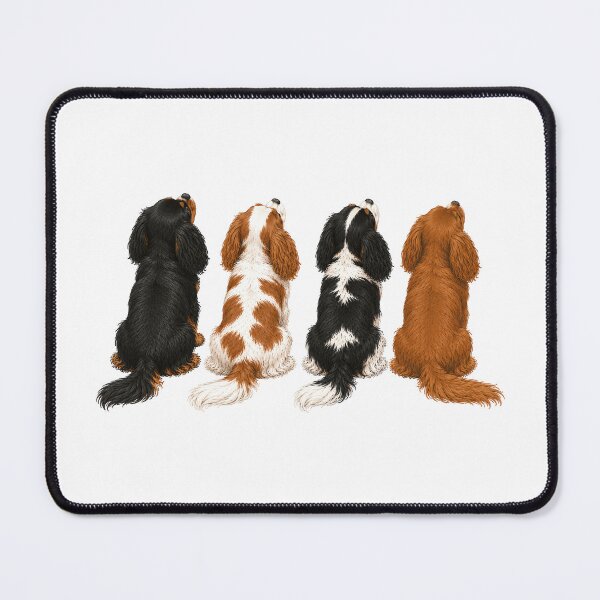 Item preview, Cavalier King Charles Spaniel Watching Together – Four Colors Rear View Dog Illustration designed and sold by SakuraWaStyle.