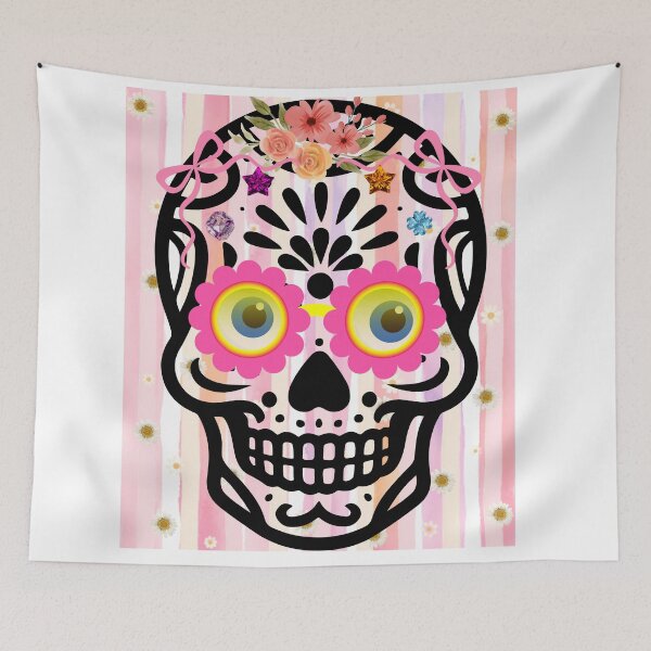 Item preview, Aesthetic Floral Sugar Skull Design - Spooky Cute Y2K Halloween Vibes designed and sold by VibranPalette.