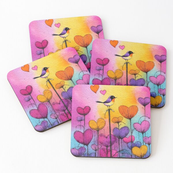 Item preview, Vibrant watercolor flower and bird art designed and sold by dcrc.