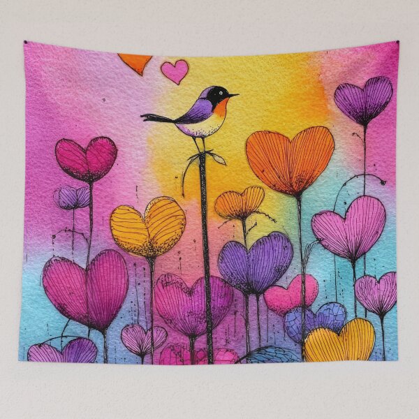 Item preview, Vibrant watercolor flower and bird art designed and sold by dcrc.