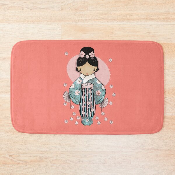 Item preview, Vintage Retro Kawaii Japanese Geisha Girl Traditional Cherry Blossom Kimono designed and sold by Karin Taylor.