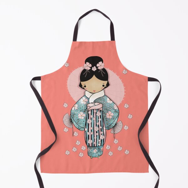 Item preview, Vintage Retro Kawaii Japanese Geisha Girl Traditional Cherry Blossom Kimono designed and sold by Karin Taylor.