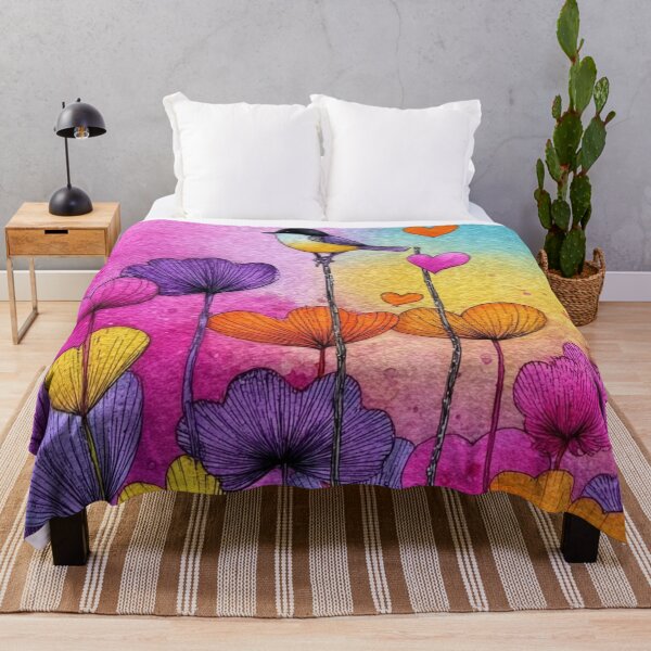 Item preview, Vibrant watercolor flower and bird art designed and sold by dcrc.