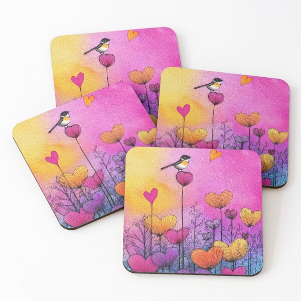 Item preview, Vibrant watercolor flower and bird art designed and sold by dcrc.