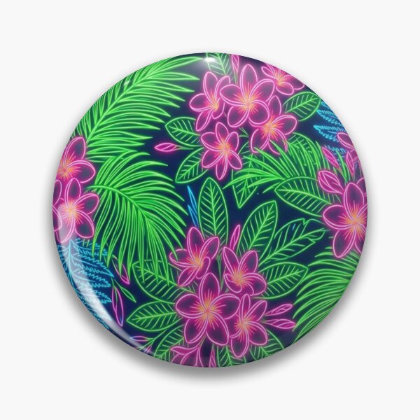 Item preview, Neon Tropical Flowers and Palm Leaves Night Garden designed and sold by Owcomm.