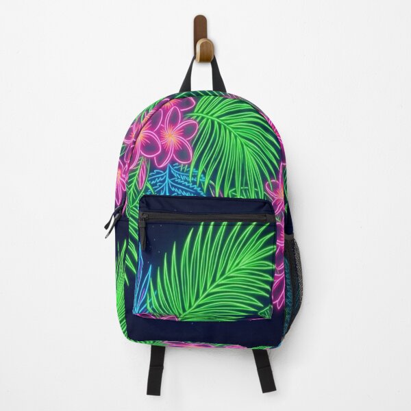 Item preview, Neon Tropical Flowers and Palm Leaves Night Garden designed and sold by Owcomm.