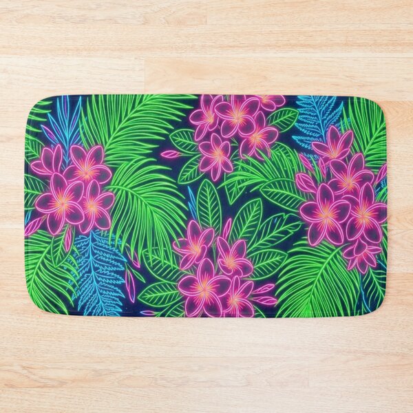 Item preview, Neon Tropical Flowers and Palm Leaves Night Garden designed and sold by Owcomm.