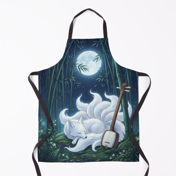 Item preview, Magical White Kitsune and Shamisen in a Moonlit Bamboo Forest designed and sold by Hikariha Studio.
