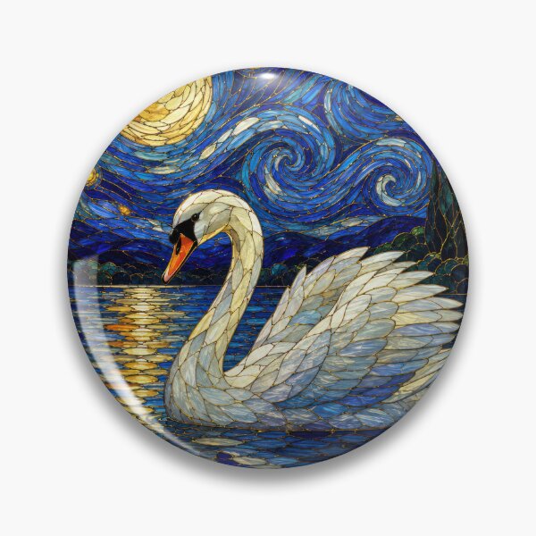 Item preview, Swan Starry Night — Van Gogh Stained Glass designed and sold by crcutler.