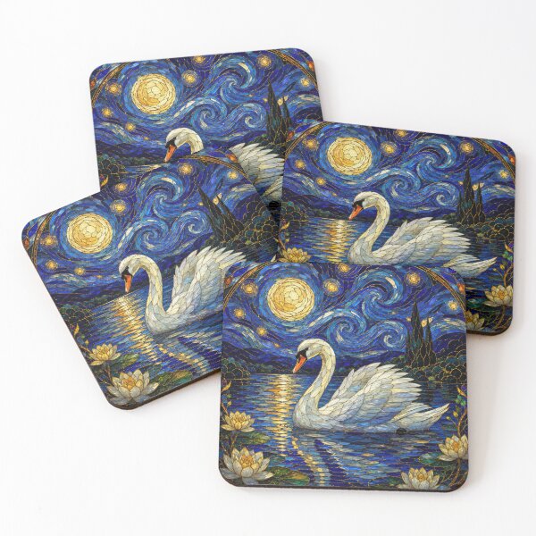 Item preview, Swan Starry Night — Van Gogh Stained Glass designed and sold by crcutler.