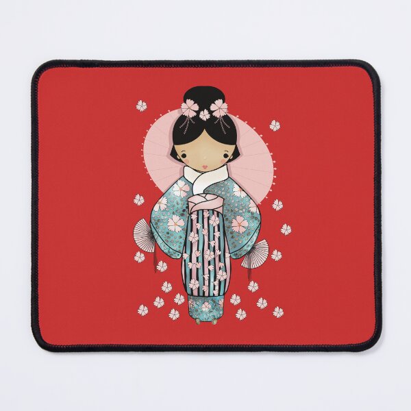 Item preview, Vintage Retro Kawaii Japanese Geisha Girl Traditional Cherry Blossom Kimono designed and sold by Karin Taylor.