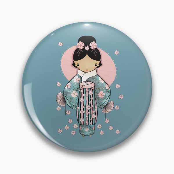 Item preview, Vintage Retro Kawaii Japanese Geisha Girl Traditional Cherry Blossom Kimono designed and sold by Karin Taylor.
